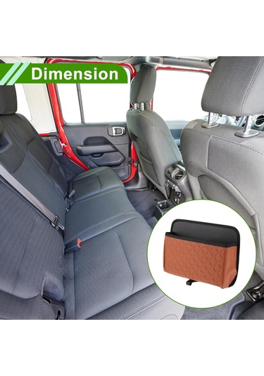 Kahverengi Evrensel 31 Cm Uzunluk 7 Cm Genişlik 22 Cm Yükseklik Araba Çöp Kutusu Askılı Çöp Kutusu Suni Deri 1 Adet Askılı