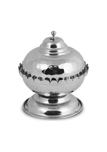 Şekerlik Kapaklı Çekiçli Bakır 3'lü Set Gümüş Metalik