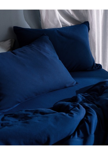 Madame Coco Marly Tek Kişilik %100 Pamuk Penye Lastikli Nevresim Takımı - Lacivert 8684427199008 Lacivert