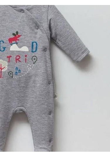 Erkek Bebek Öncen Çıtçıt Kapamalı Patikli Tulum-14941 Gri