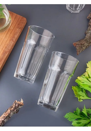 Pasabahce 365 Ml Cam Bardaklar 2'li Set, Kırma Desenli, Yüksek Tasarım 168635344 Beyaz