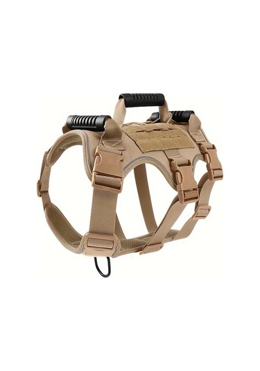 Honeybeeshop Khaki Xl Dayanıklı Köpek Taktik Tasması Rahat Göğüs Kayışı İle Ayarlanabilir Eğitim Donanımı Altın