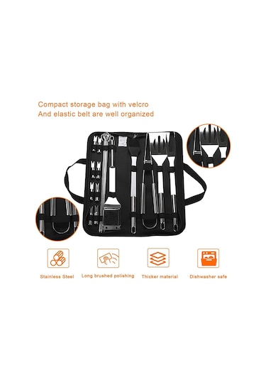 Suntek 20 Adet Barbekü Izgara Alet Seti Paslanmaz Çelik