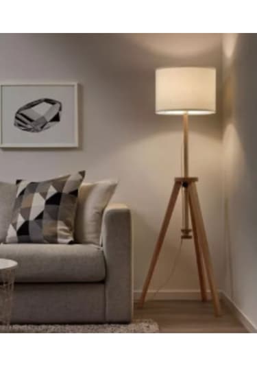 Yer Lambası, Dişbudak-beyaz Lauters Meridyendukkan Abajur-iç Mekan 151 Cm Lambader