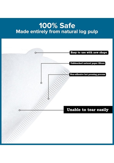 Ruicoo "v60 Kahve Filtre Kağıdı - 100 Adet, Premium Aromalı, Çevre Dostu, Kolay Kullanım" Beyaz