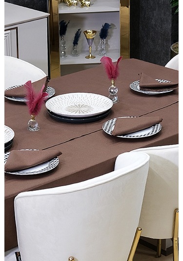 Dream Kumaş Peçete Modelleri Leke Tutmaz Kumaş Peçete Çeyiz Seti 6lı Paket Kahverengi