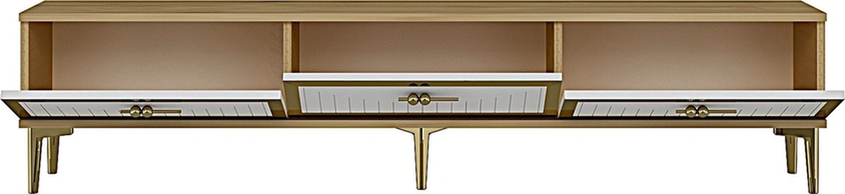 Tsa1802dbg - Tuna Tv Stand, Tv Sehpası Safirmeşe-beyaz-gold 180cm Beyaz