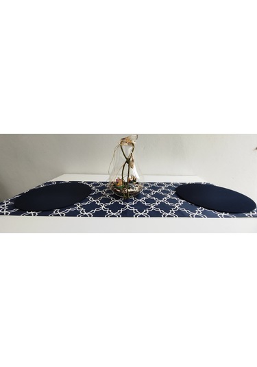Lacivert Klasik Desenli Runner Ve 2li Supla Takımı Lacivert