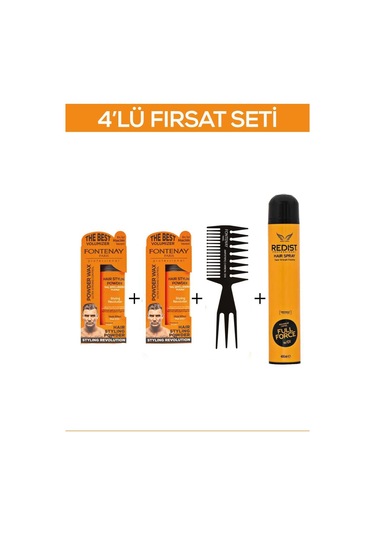 Fontenay Saç Şekillendirici Pudra Toz Wax Ultra Strong +şekil Tarak'ı 2+saç Spreyi 2 400ml 4'lü Set