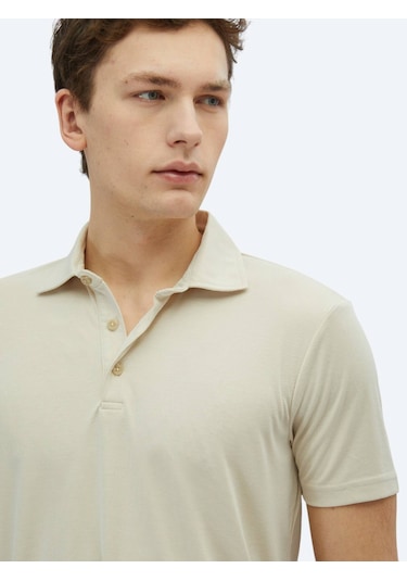 Bej Düz Polo Yaka T-shirt Bej