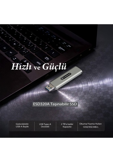 Transcend TS512GESD320A 512 GB USB Gizlenebilir Başlıklı Taşınabilir Disk
