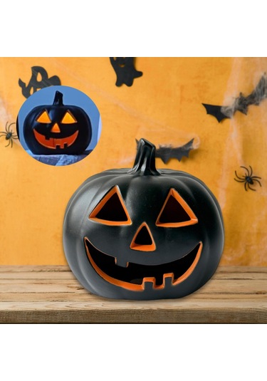 Homyl Cadılar Bayramı Balkabağı Işıklı Dekoratif Heykelcik 21x19x23 Cm