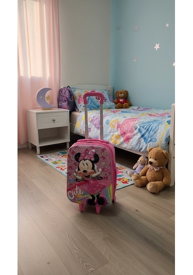 Çocuk Pembe Kabin Boy Çekçekli Valiz Karakterli Pembe Çok Renkli
