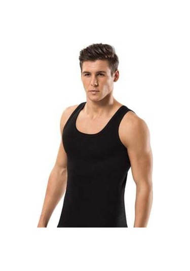 Erkek Siyah Renk Klasik Pamuklu Atlet 6'lı Paket 001