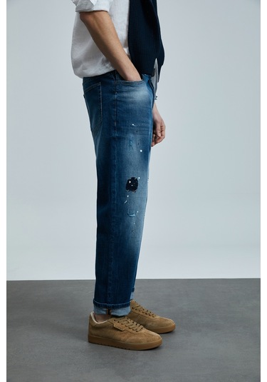 Lufian Salvator Smart Jean Erkek Pantolon Slim Fit Mavi Mavi 111200205100300 Mavi