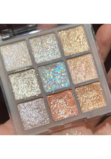 Yeni 9 Renkli Glitter Göz Farı Paleti Tam Sedefli Göz Farı Makyaj Paleti 9 Color 01