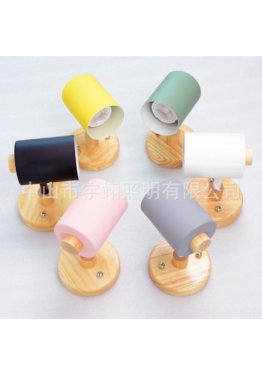 Yaozixa Beyaz Ahşap Tabanlı Gu10 Duvar Lambası, Fermuar Anahtarlı, Avrupa/amerika Şarjı, Restoran/yatak Odası Için Kullanım Kolay Beyaz