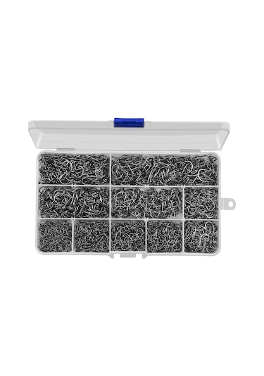 Valkyrie Paslanmaz Karbon Çelik Halkalı Olta İğne Seti 3-12 Numara Balık Kancası 2000 Adet Kutulu