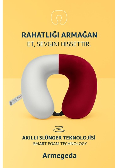 Armegeda Fransız Kadife Seyahat Yastıgı Nar Kırmızısı Yastık Wine Red