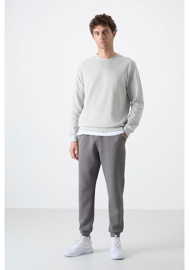 Tommy Life Taş Basic O Yaka Rahat Form Erkek Sweatshirt - 88053 Taş