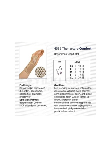 Orthocare 4535 Başparmak Tesbit Ateli