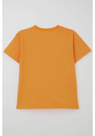 Breeze Erkek Çocuk Tişört Yazı Bakılı 5-10 Yaş, Hardal Sarı Hardal Sarı