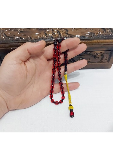 Trabzon El Örmesi Bakır Kazaz Püskül Sıkma Kehribar Tesbih.6x9