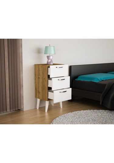 Dekorister Bellini 3 Çekmeceli Şifonyer Beyaz-Ceviz