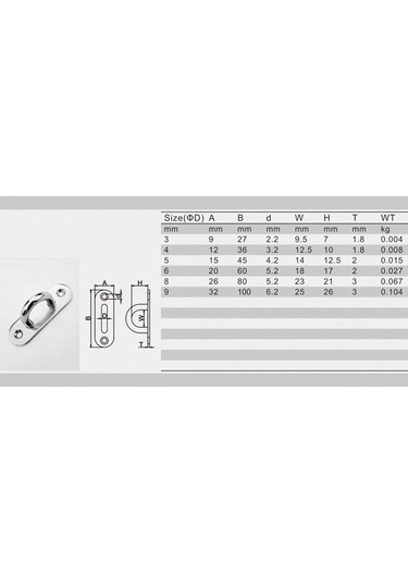 Suntek 304 Paslanmaz Çelik Dikdörtgen Ped Göz Plakası, Ev 5mm