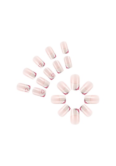 Kısa Parlak Günlük Tırnak Sanatı Kalp Avrupa Kare Tırnak Parçası Tatlı Aşınma Tırnak 24 Parça Takma Takma Tırnaklar Dahil Aletler Ys485