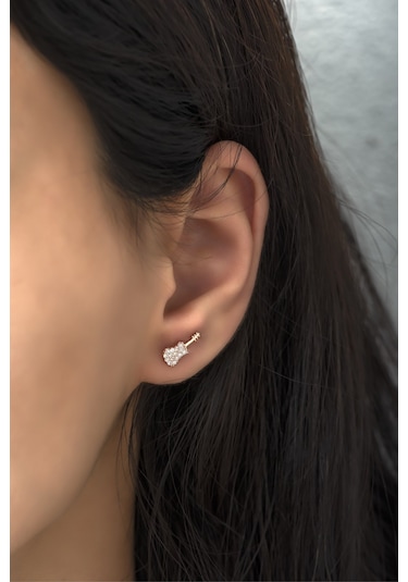 Nereze 925 Ayar Gümüş Rose Kaplama Gitar Küpe