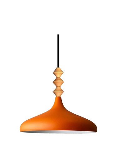 Turuncu Q Ahşap Tekli Avize Sarkıt Salon Mutfak Cafe Butik Lamba Aydınlatma Avizeler Turuncu