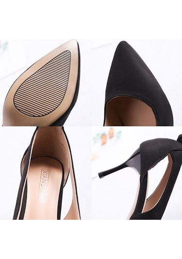 Sones Kadın Ayakkabı Fiyonklu Sivri Uçlu Stiletto Topuklu Ayakkabı Siyah
