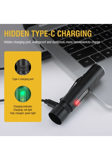 Kosona V5s Mini Led Feneri 500lm: Usb Type-c Şarjlı, Çift Taraflı Işık Modları, Mıknatıslı, Alüminyum Gövde, Ipx5 Su Geçirmez Siyah