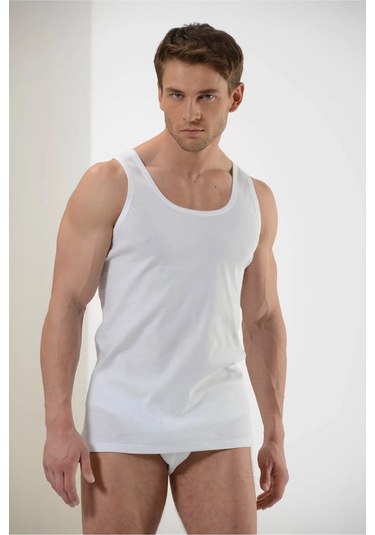 Faal 131x6 Erkek 6'lı Penye Ribana Askılı Atlet-beyaz Beyaz