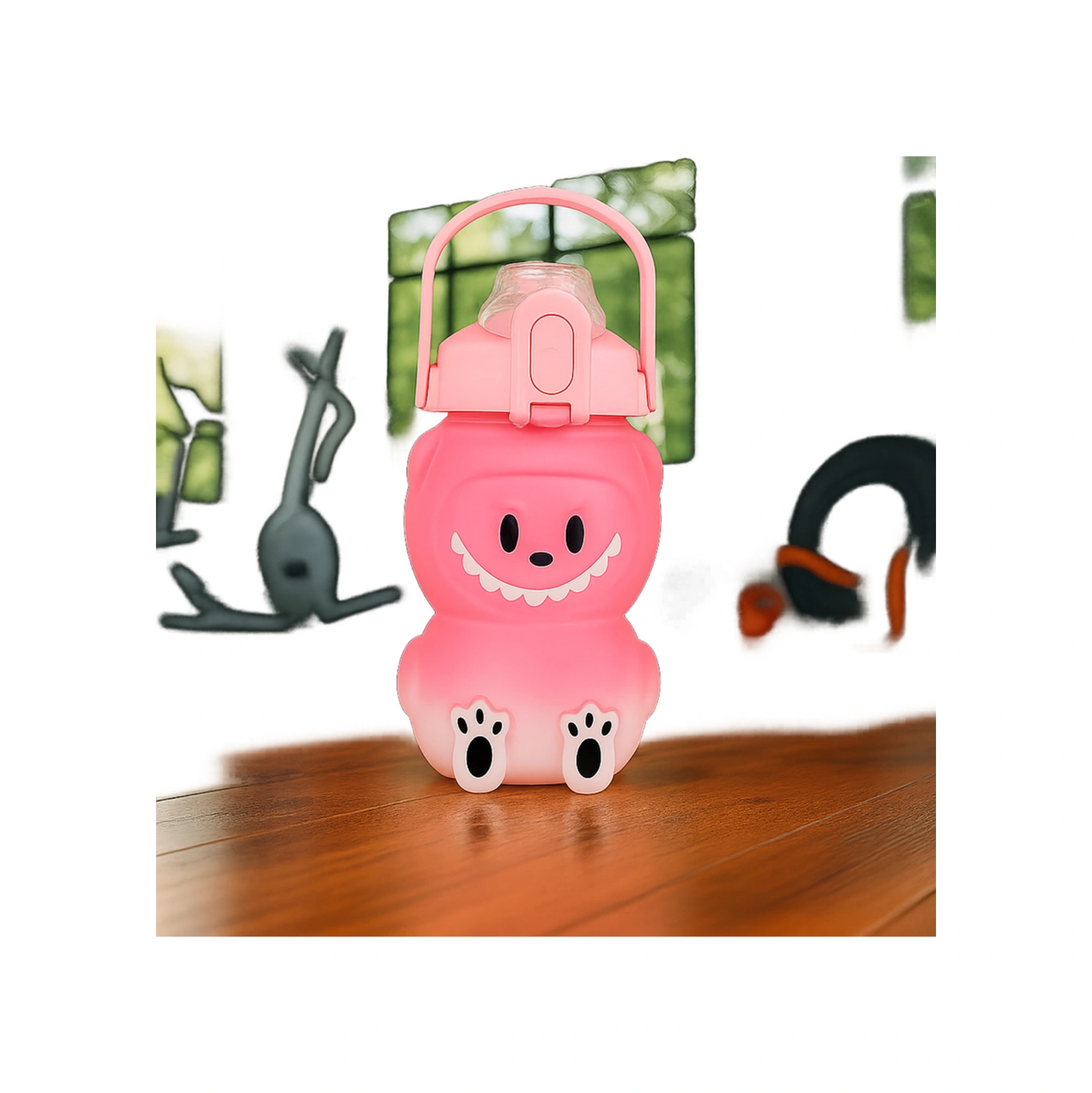 Labubu Matara Pembe 1000 Ml Sevimli Kapaklı Su Şişesi, Okul & Spor İçin Dayanıklı Su Kabı Pembe