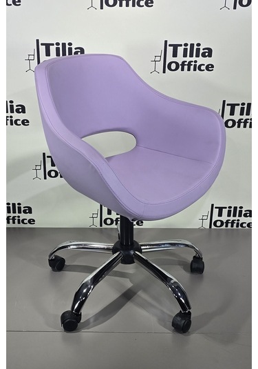 Monaco Çalışma Kesim Koltuğu Yonca Tekerlekli Krom Ayak Lila