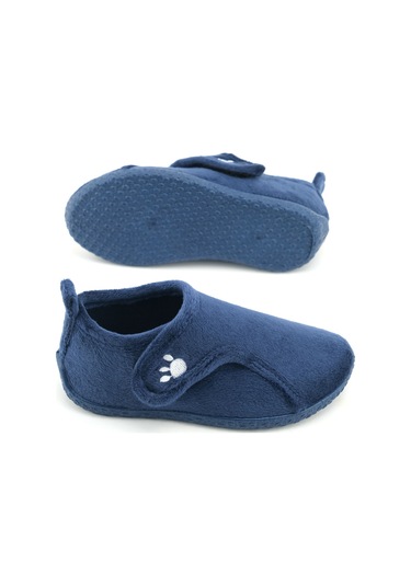 Gezer Kışlık Erkek Çocuk Rahat Taban Cırt Cırtlı Ayarlanabilir Ev Okul Kreş Panduf Ayakkabı Lacivert