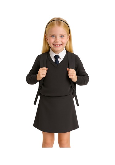 Kız Çocuk Şortlu Okul Eteği Füme