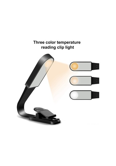 Suofeng Dokunmatik Anahtar Çift Renk Ayarli 3000-6000k Usb Şarjlı Klips Işığı - Portatif Okuma Lambası Yatak Odası Kitap Lambası Siyah