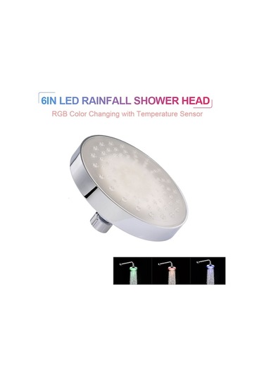 6 İnç Led Duş Başlığı, Su Akışı İle Çalışır, Renkli Işık, Sıcaklık Algılama Özelliği Yeşil/mavi/kırmızı Diğer Diğer