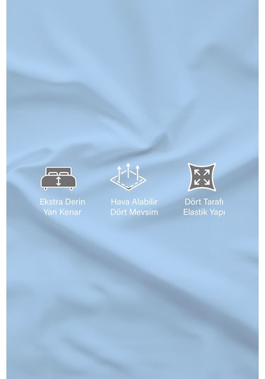 Ranforce Mavi Pamuklu Tek / Çift Kişilik Battal Tam Kenar Lastikli Çarşaf 14 Renk Fıtted Mavi