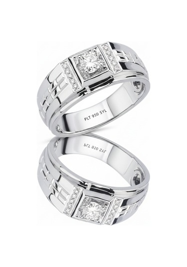 0,36 Ct Pırlantalı Platin Erkek Yüzük