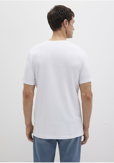 Mavi - Beyaz Basic Tişört 0610360-620 Beyaz