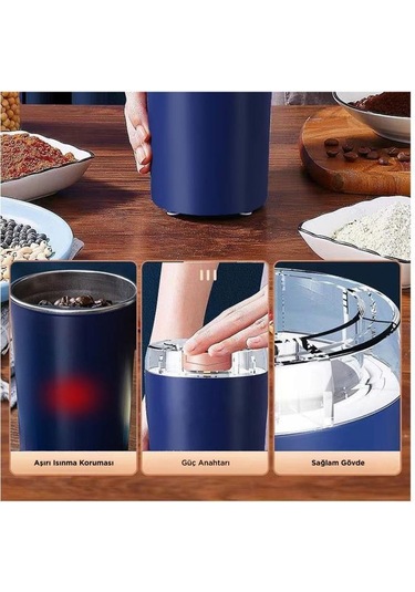 Torima Av-ym01 Lacivert Kahve Ve Baharat Öğütücü Paslanmaz Çelik Kahve Ve Baharat Değirmeni Lacivert