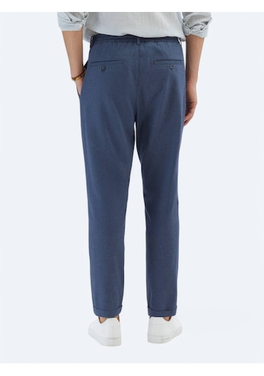 Lacivert Düz Dokuma Jogging Fit Casual Pamuk Karışımlı Pantolon Lacivert