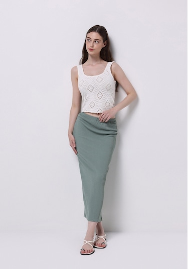 Colin's Colins Slim Fit Düz Kadın Yeşil Etek Cl1075023 Q1.v1 Sag Sage