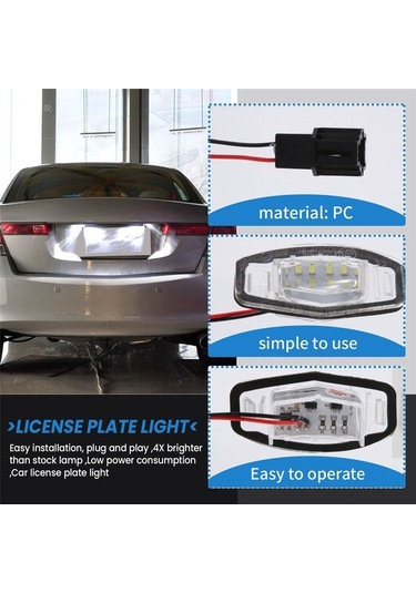 Ulzyvf Siyah Plaka Led Lambası Honda Honda Civic Araba Adet Accord 2 Fe