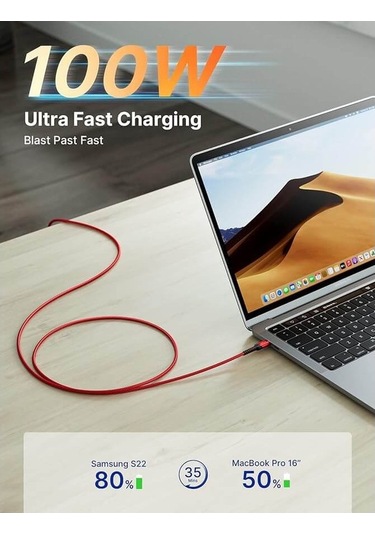 Jsaux Usb C - Usb C Kablosu 100watt 5 Amper Type-c Süper Hızlı Şarj Ve Data Kablosu Cc00201k2