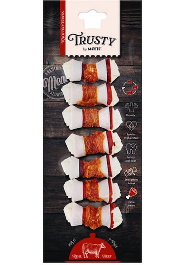 M-pets Trusty Extra Beef Biftekli Düğüm Kemik 7li 105 Gr 6,4 Cm